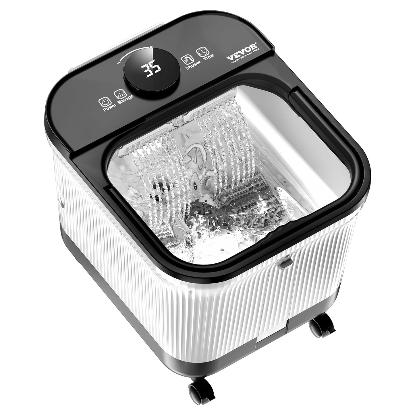 VEVOR Foot Spa Bath Massager with Heat 95°F - 118°F Pedicure Foot Bath Tub with Adjustable Water Shower Shiatsu Massage Balls & Rollers Feet Soaking Tub with LED Display & Timer for Stress Relief