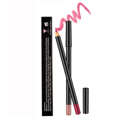 Black Wooden 12-Color Waterproof Lip Liner Pens