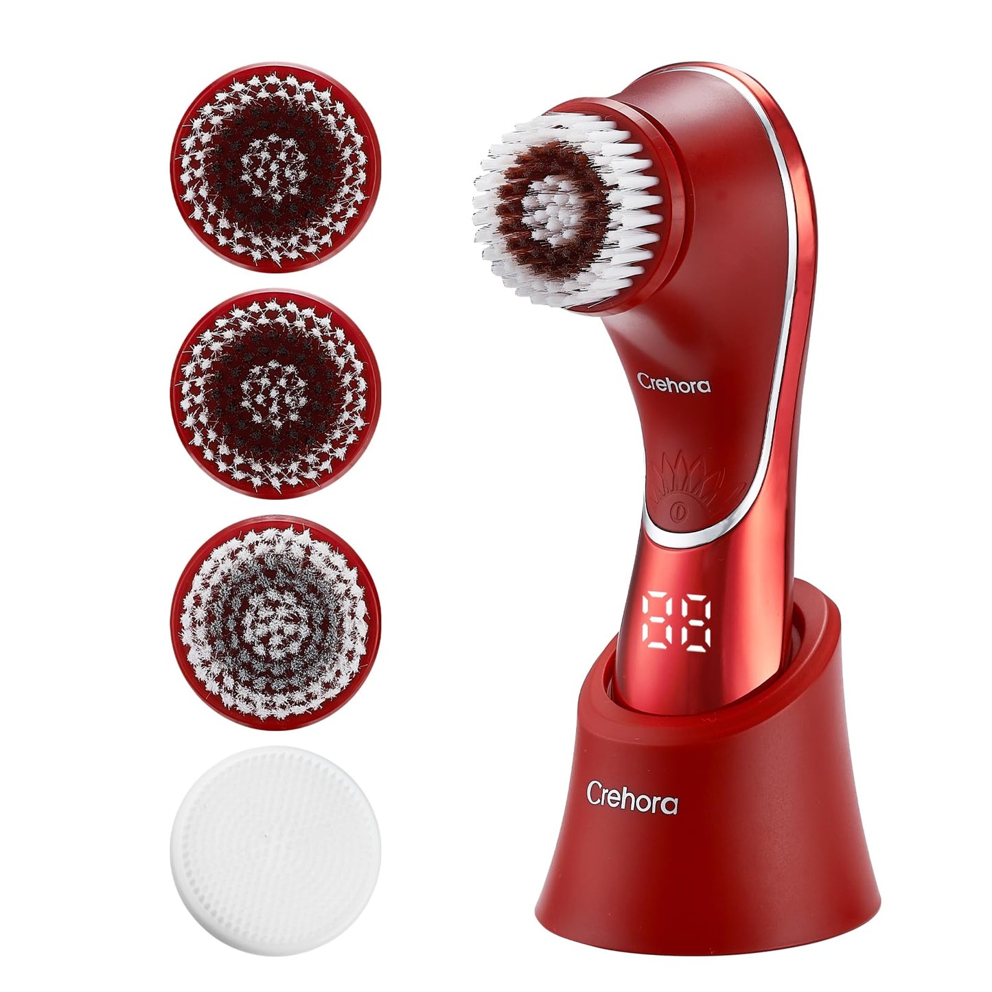 Facial Cleansing Brush Electric Face Scrubber Facial Cleansing Brush Rechargeable IPX-7 Waterproof Rotating Face Scrubber for Exfoliating Massaging and Deep Cleansing with 4 Brush Heads