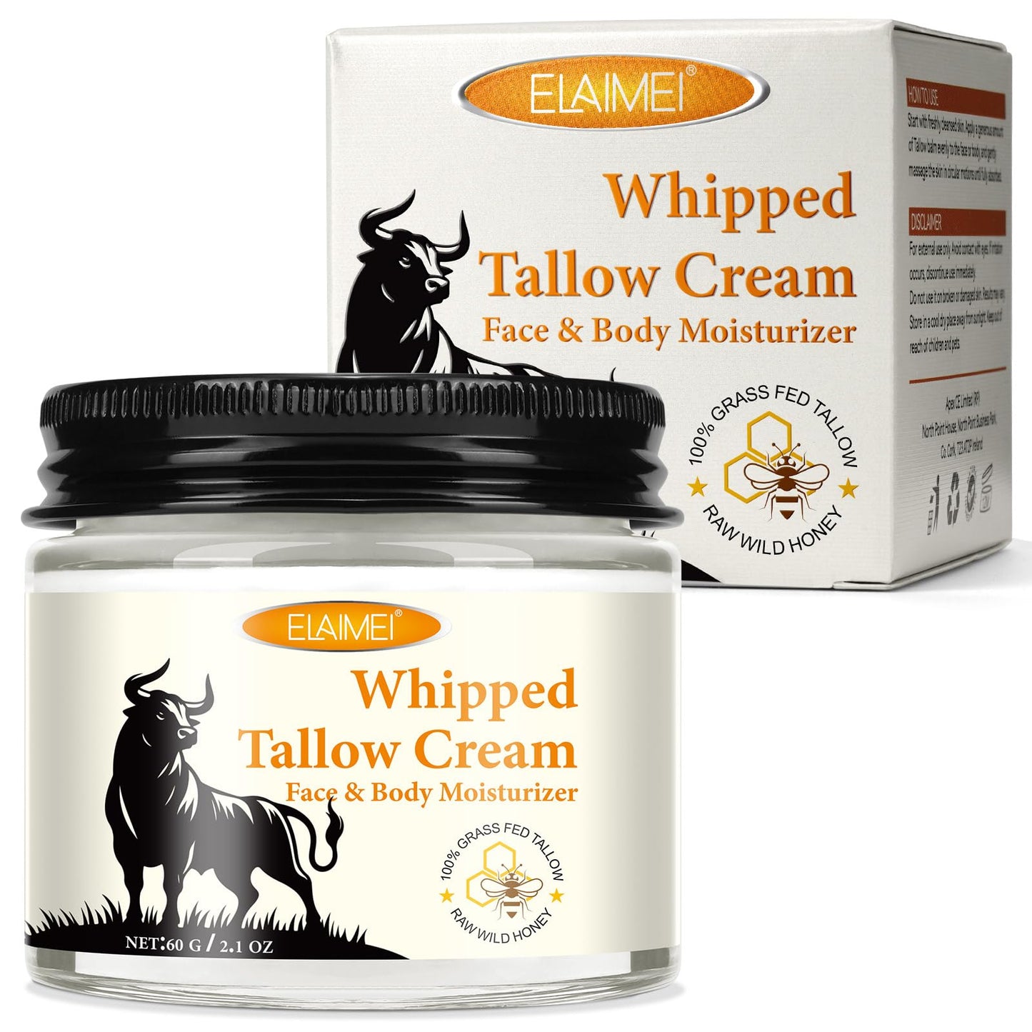 HUYEHF Beef Tallow for Skin Beef Tallow 100% Organic Beef Tallow and Honey Balm for Skin Tallow Face Deeply Nourishing Face Body Moisturizer Beef Tallow for Dry & Aging Skin- 60g