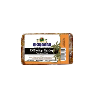 Akwaaba African Black Soap Bar (Fragrance Free) 4oz