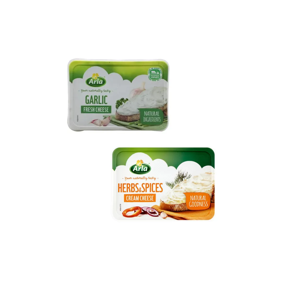 Arla Garlic Fresh Cream Cheese 150g   Arla Herbs & Spices Fresh Cream Cheese 150g (Combo Pack)