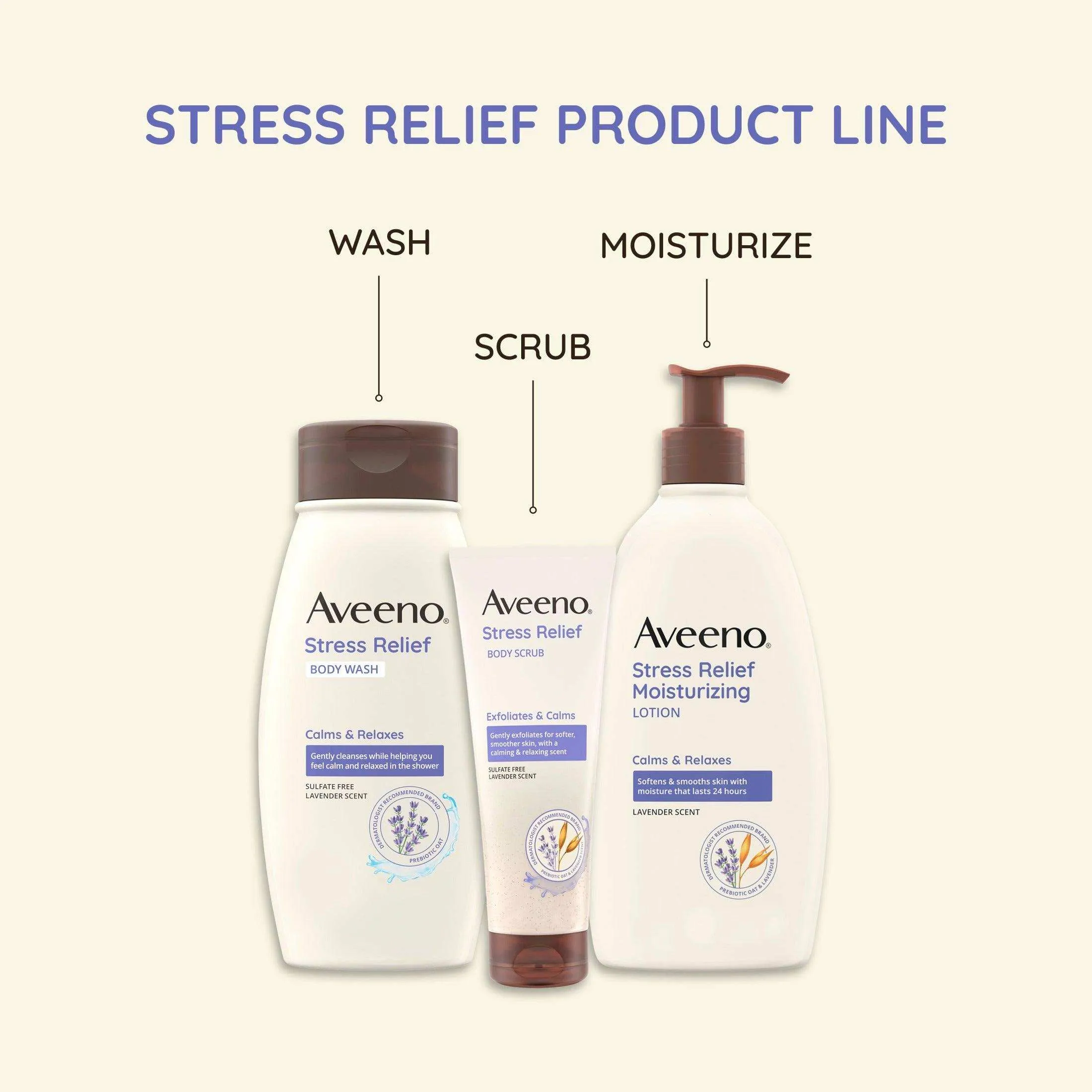 Aveeno Stress Relief Moisturizing Body Lotion Lavender Scent - 18oz