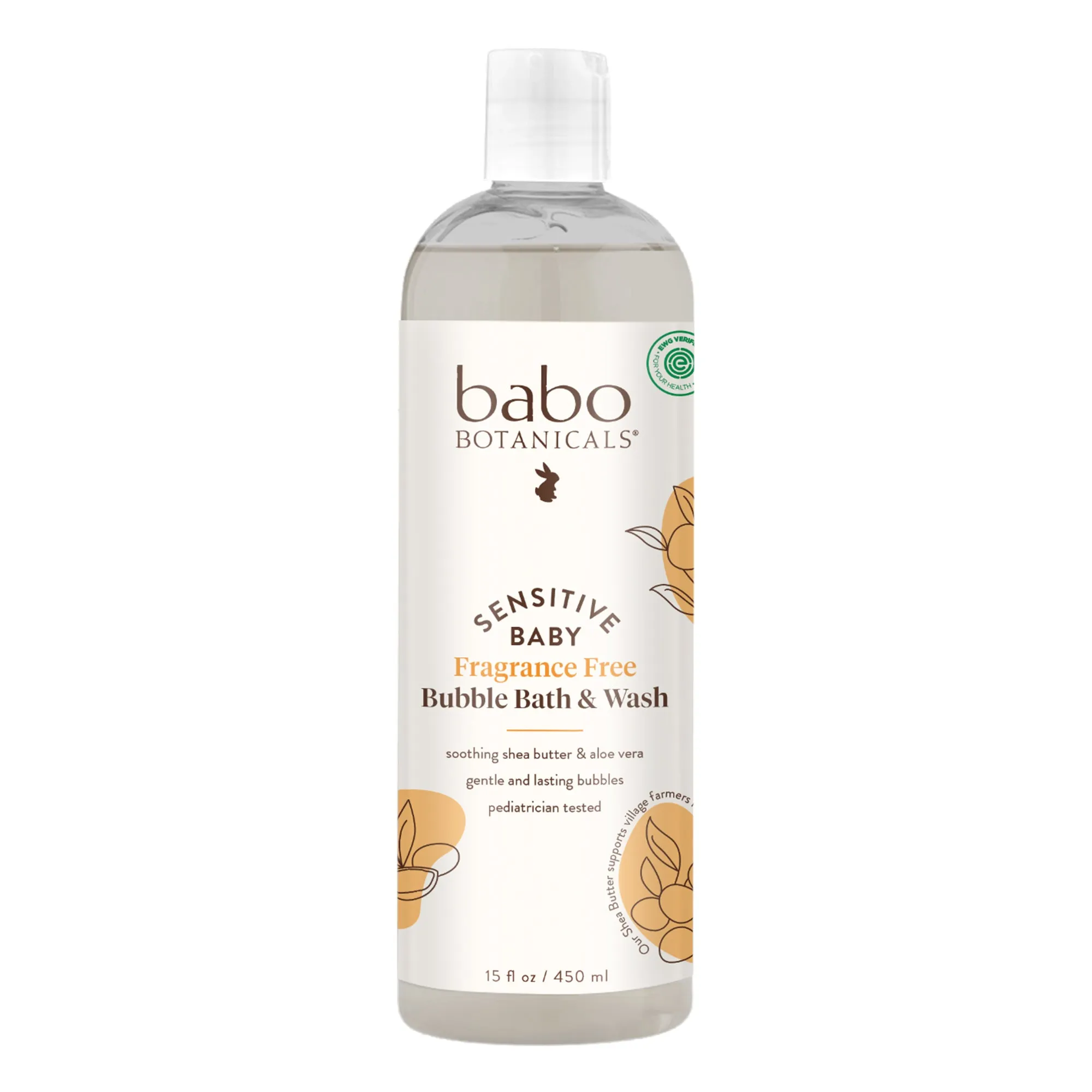 Babo Botanicals Sensitive Baby Fragrance Free Bubble Bath, Wash