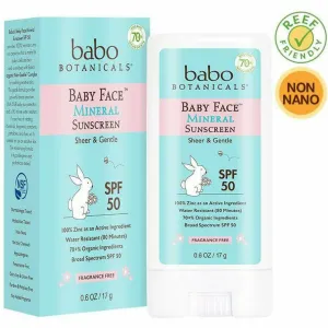 Baby Face  SPF 50 Min Sunscreen Stick 0.6 oz By Babo Botanicals