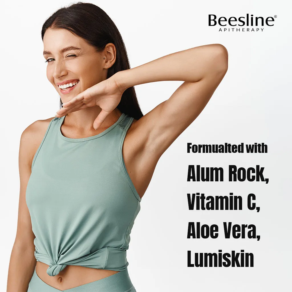 Beesline Radiant Bright Vitamin C Enriched Fast Dry Underarm Serum, Aluminum Free Antiperspirant Deodorant - Powder Soft 150ml