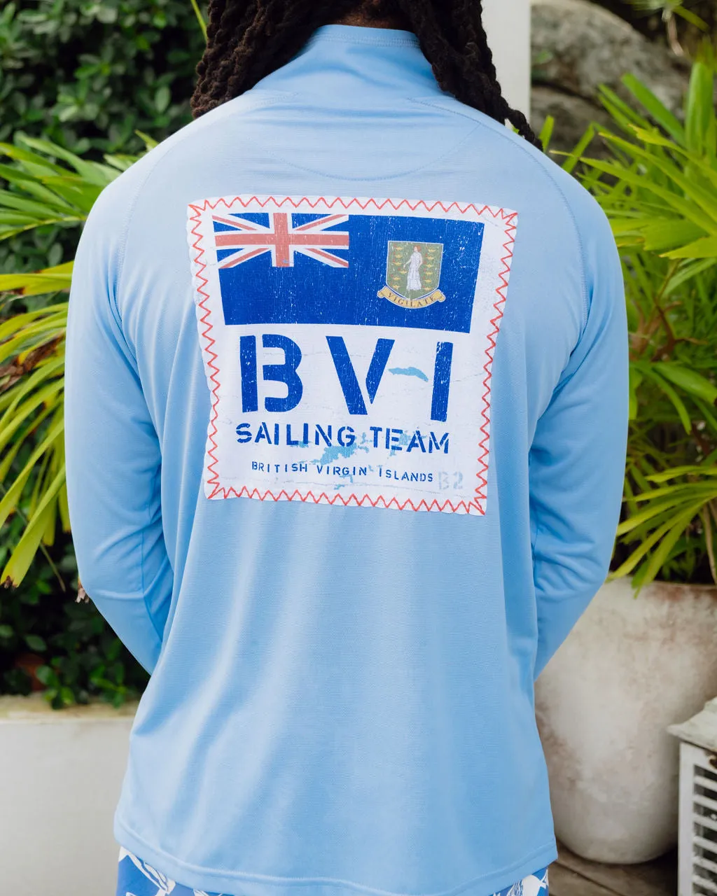 BVI Sailing Team UPF50  Zip Tech Shirt - Ocean Blue