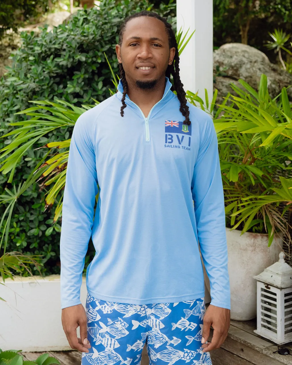 BVI Sailing Team UPF50  Zip Tech Shirt - Ocean Blue