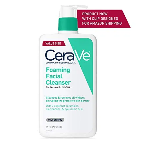 CeraVe Foaming Facial Cleanser | Makeup Remover and Daily Face Wash for Oily Skin | Paraben & Fragrance Free | 19 Fl Oz