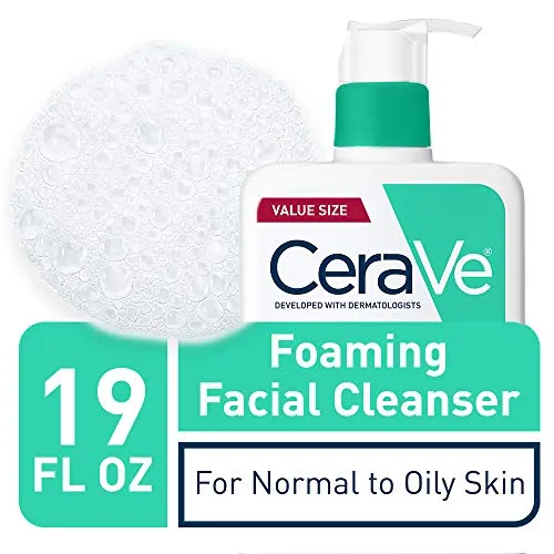 CeraVe Foaming Facial Cleanser | Makeup Remover and Daily Face Wash for Oily Skin | Paraben & Fragrance Free | 19 Fl Oz