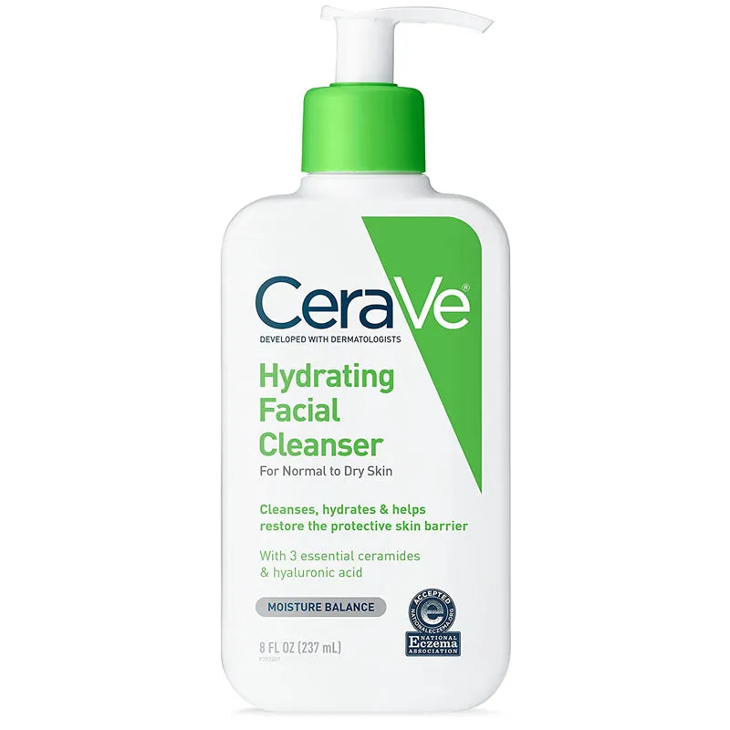 CeraVe Hydrating Face Wash Facial Cleanser for Normal to Dry Skin, 8 oz