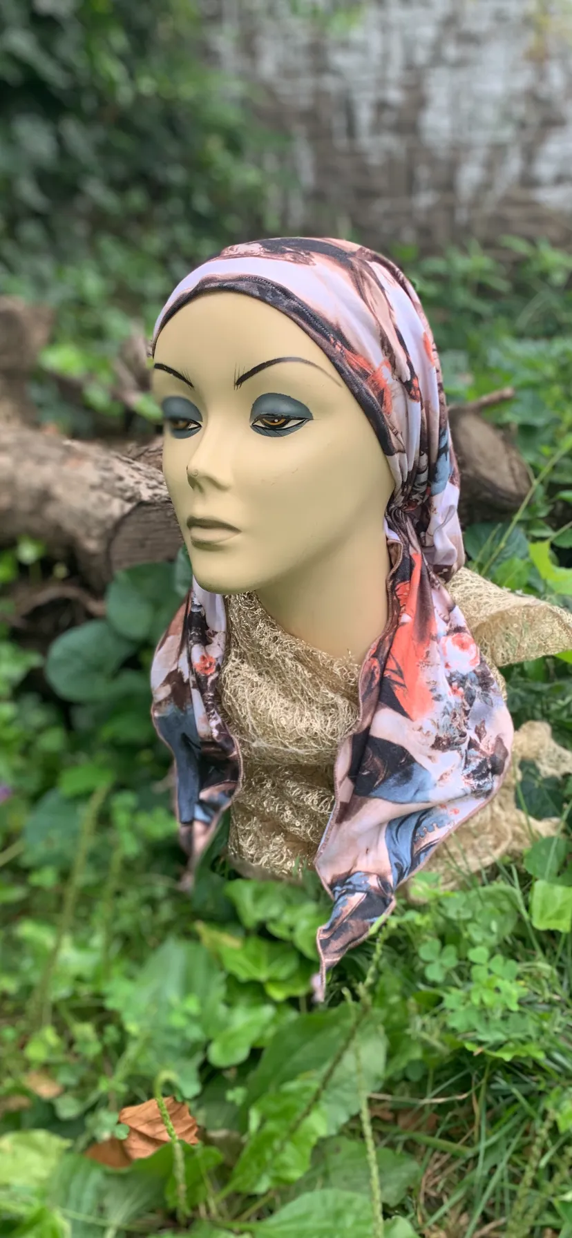 Christian Art Headscarf For Women| Romantic Style Fabric | Angel Print Material | Vintage Clothing Design | Pre Tied Head Covering | Unique Fitted Bandana Hair Scarf | Proudly made in the USA by Uptown Girl Headwear