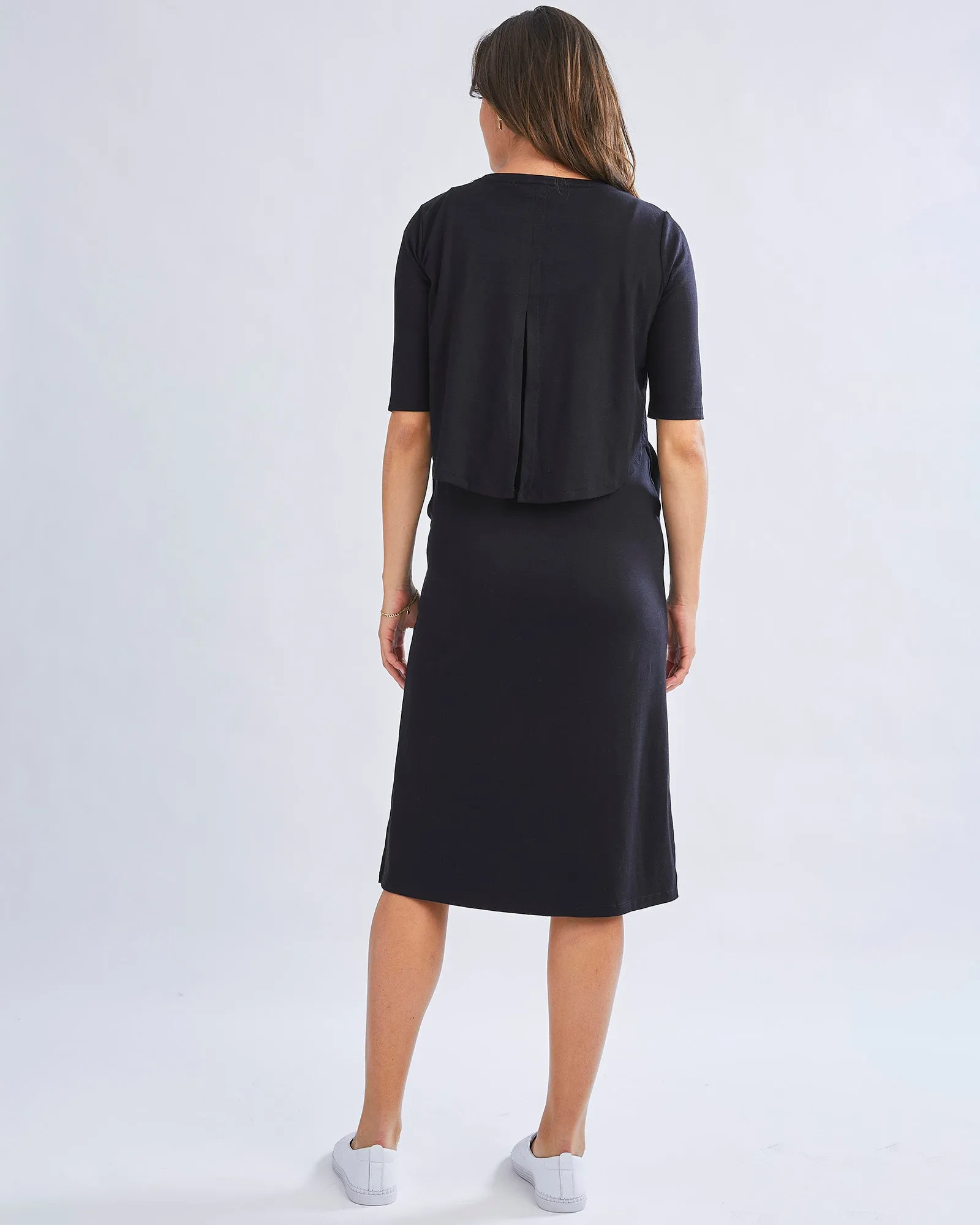 Donna Maternity &  Nursing Flip Dress In Black