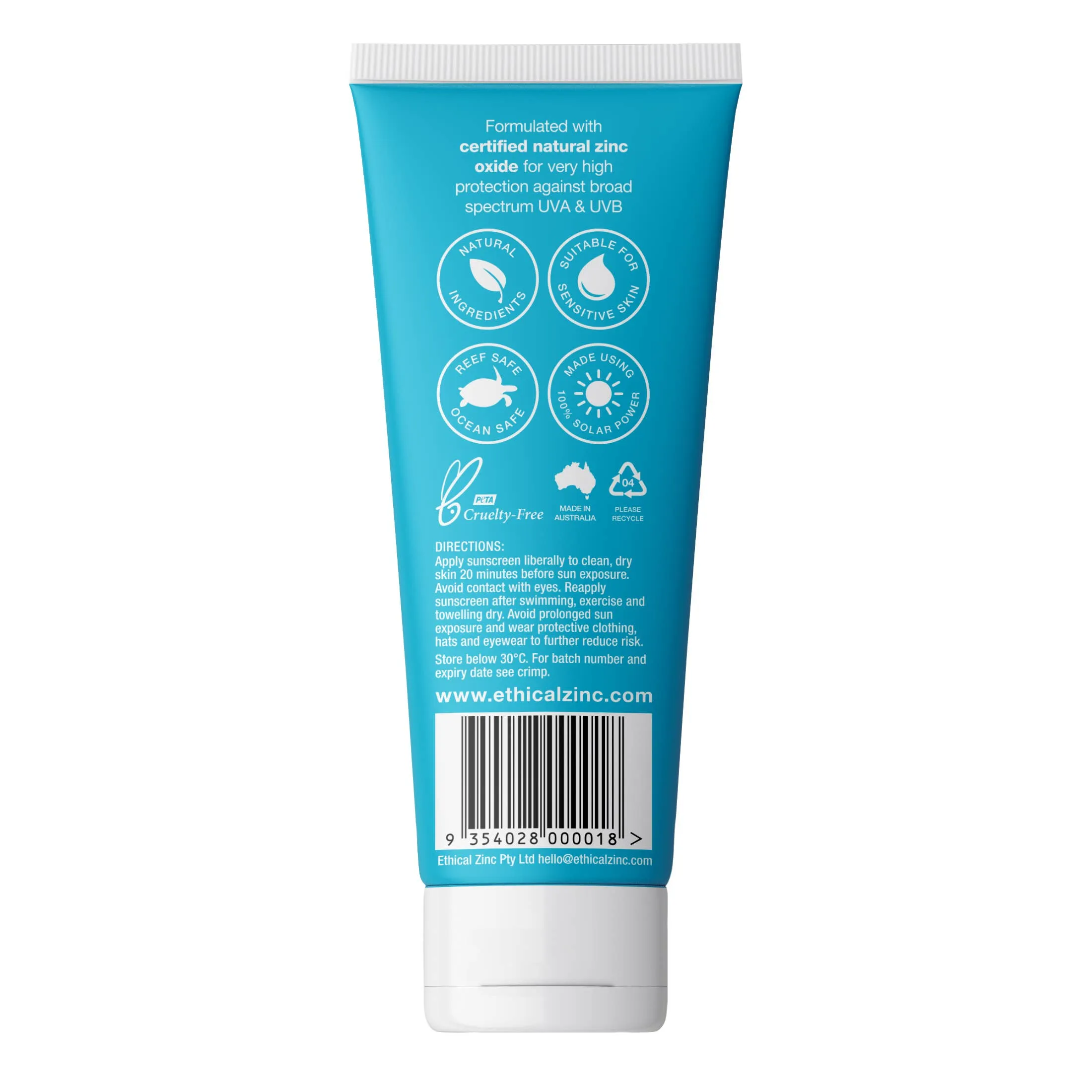 Ethical Zinc SPF50  Natural Clear Zinc Sunscreen