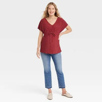 Isabel Maternity By Ingrid & Isabel Crinkled Shirt Flounce Double Deep V Ties