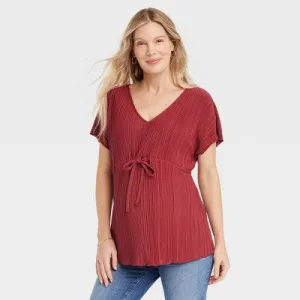 Isabel Maternity By Ingrid & Isabel Crinkled Shirt Flounce Double Deep V Ties