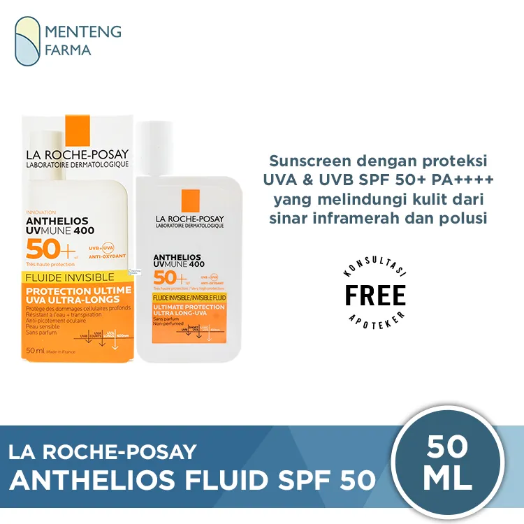 La Roche Posay Anthelios Invisible Fluid SPF50  50 mL - Tabir Surya Cair Tahan Air dan Keringat