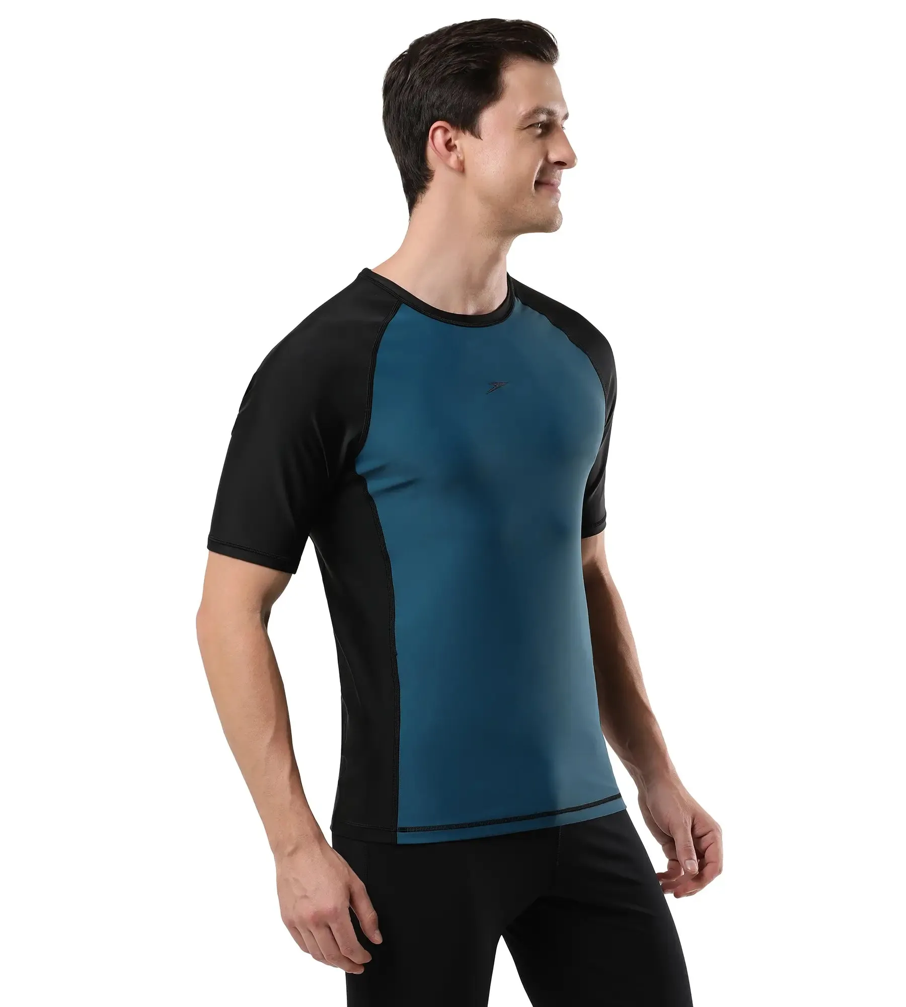 Men's Endurance  Short Sleeve Suntop - Darkteal  &  Black