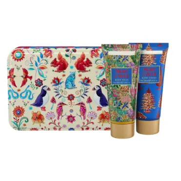 Merry & Wild Premium Body Wash and Hydrating Body Cream Gift Tin Set