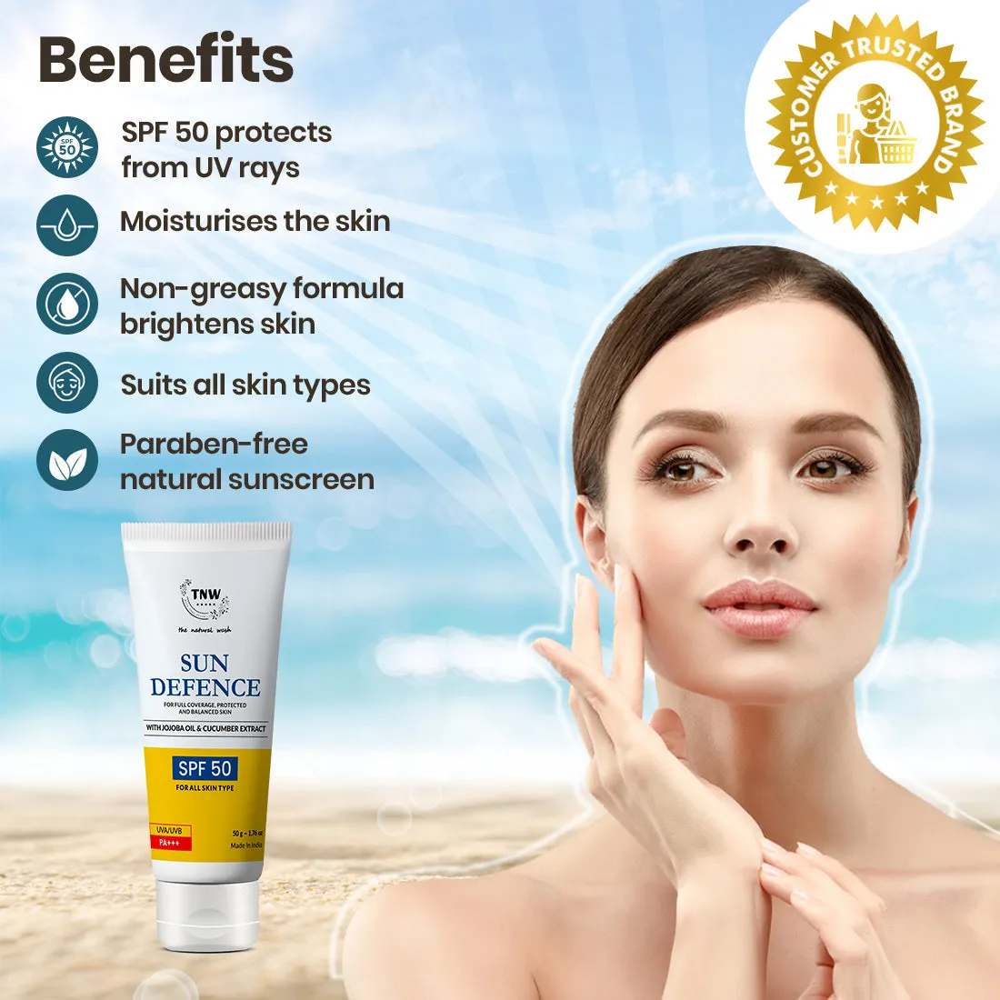 Sun Defence SPF 50 Cream (Paraben Free).