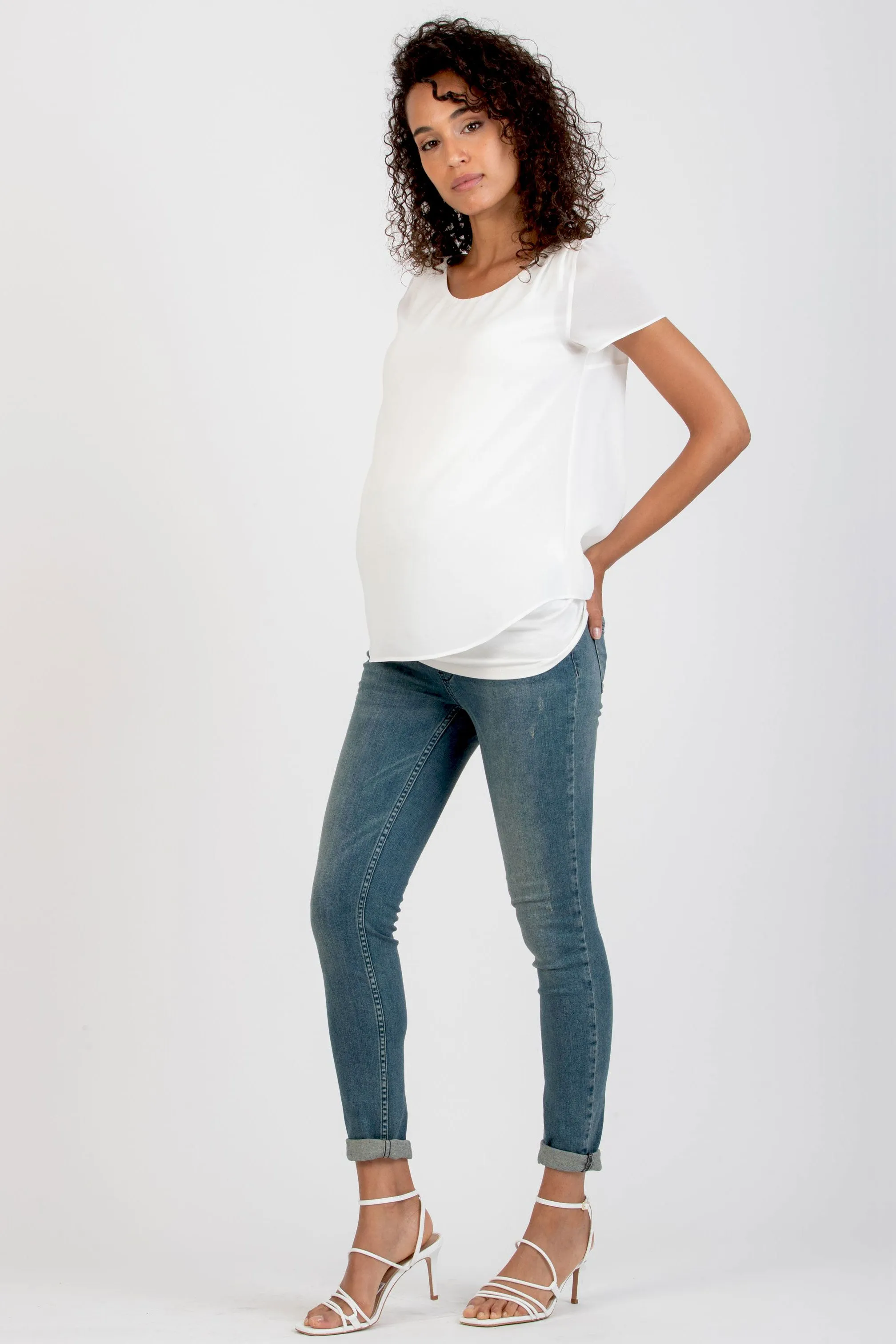 The Georgie Chiffon Maternity Blouse in White