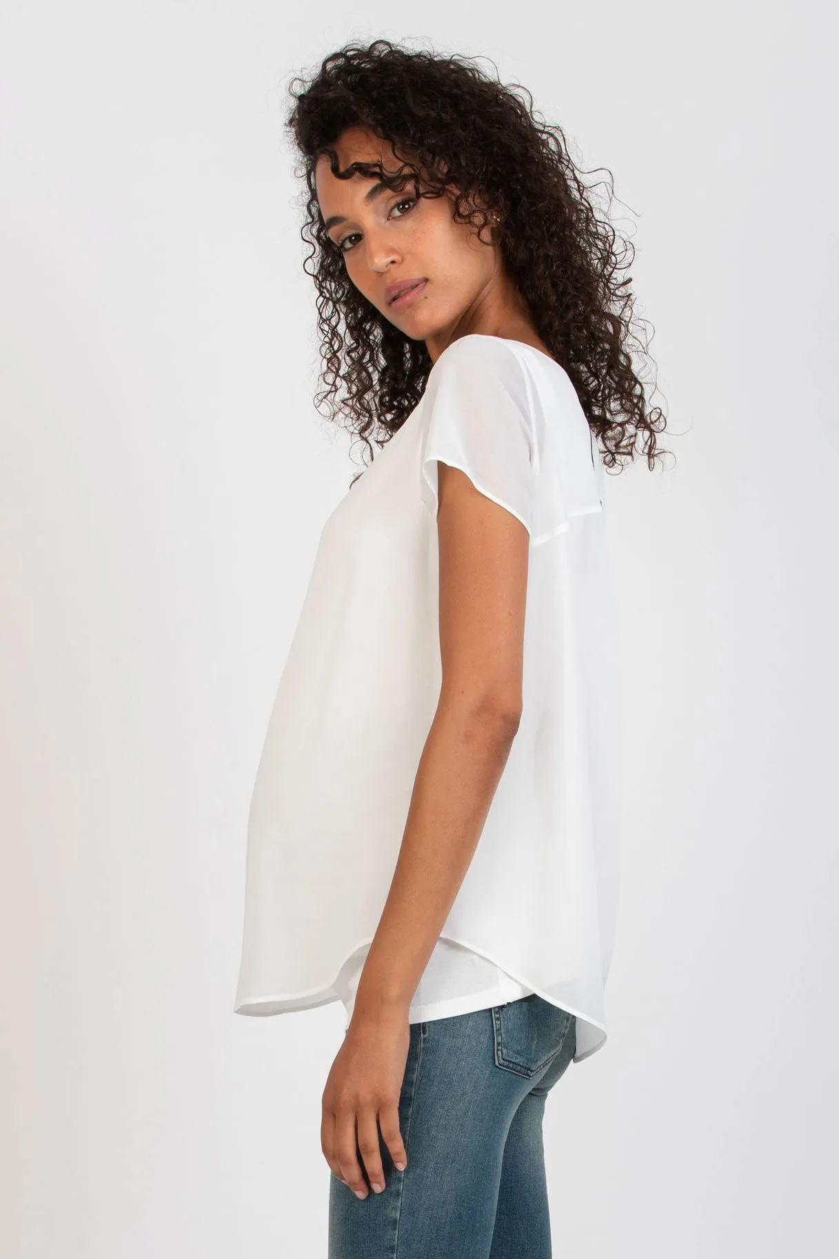 The Georgie Chiffon Maternity Blouse in White