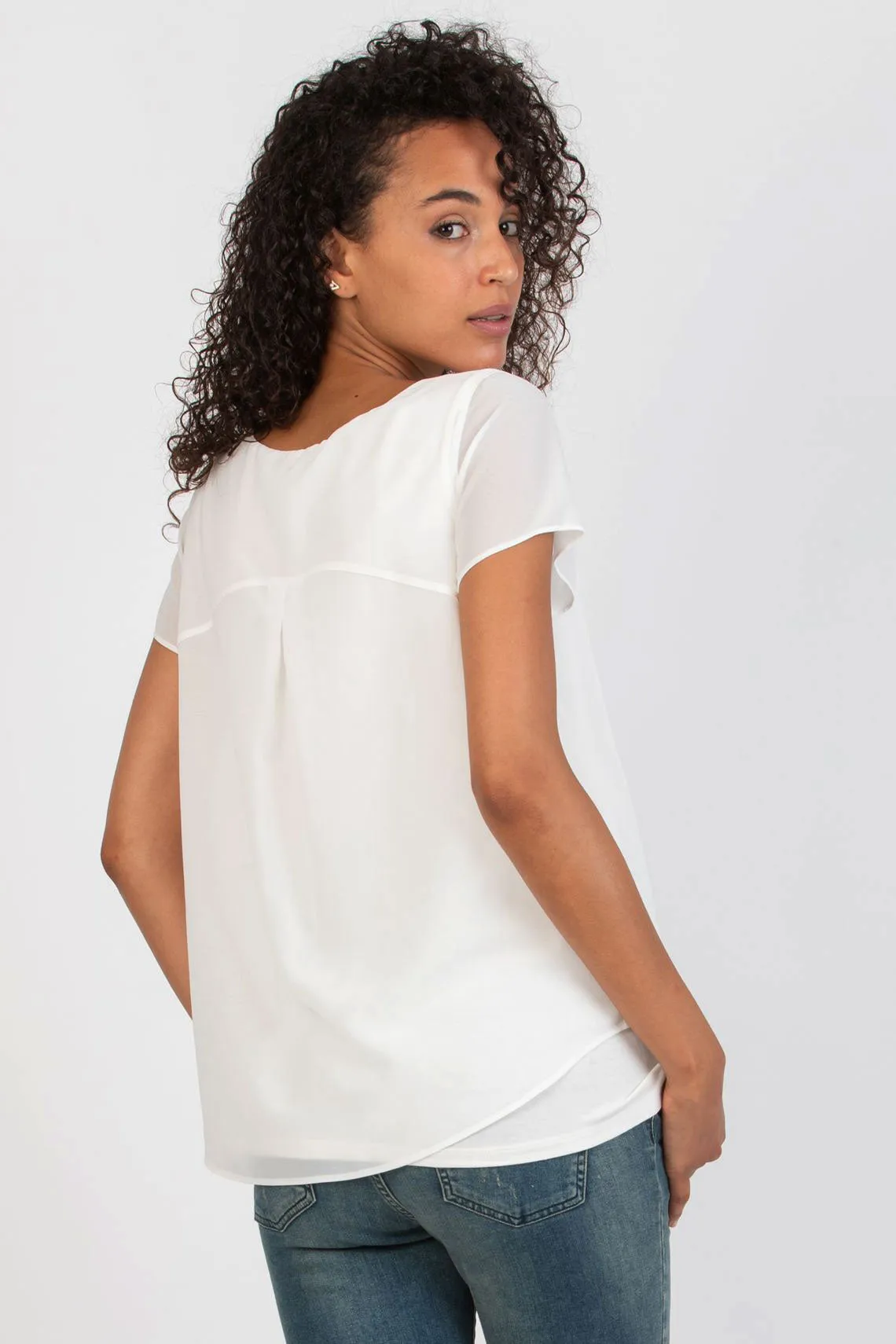 The Georgie Chiffon Maternity Blouse in White