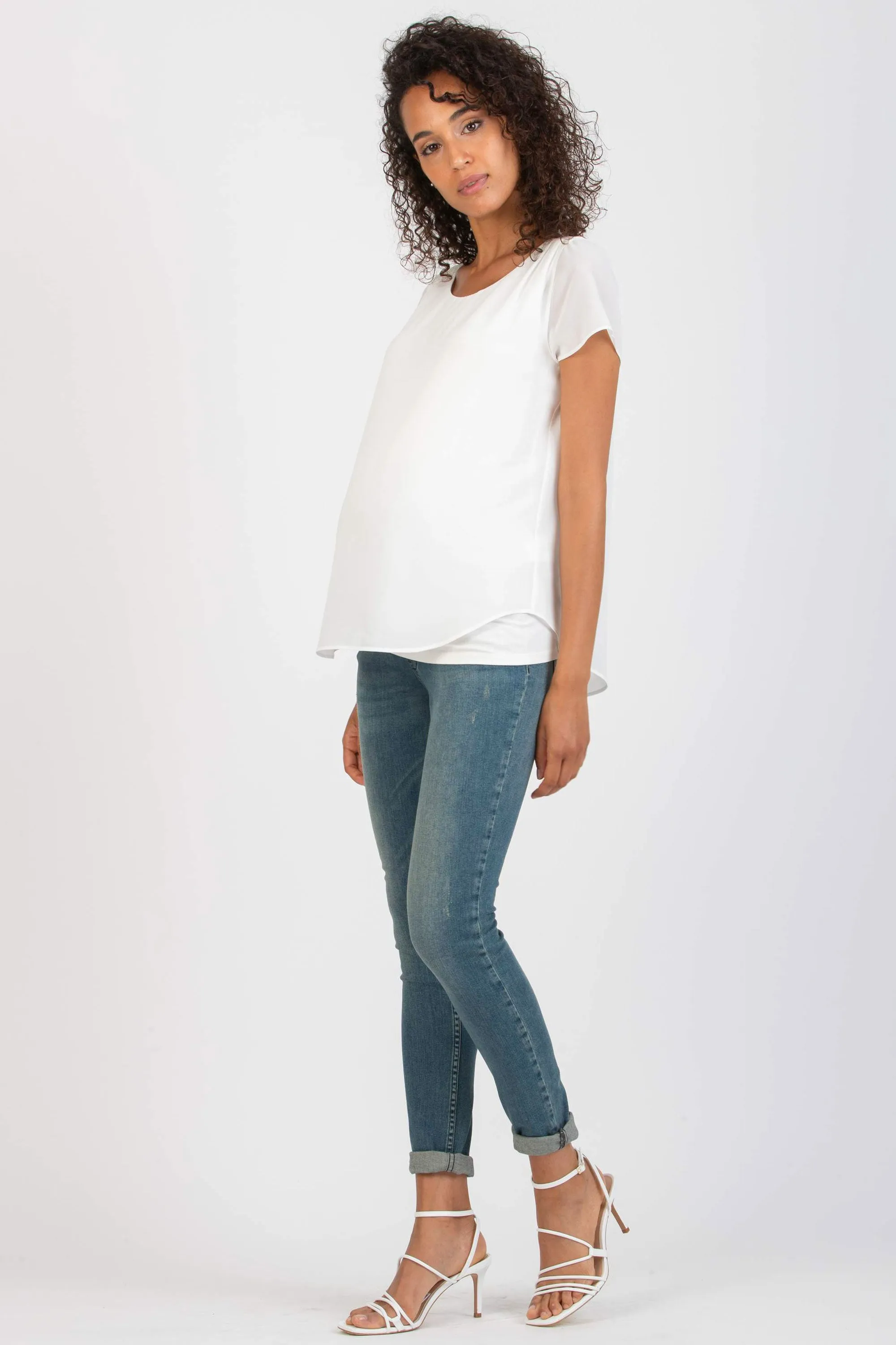 The Georgie Chiffon Maternity Blouse in White