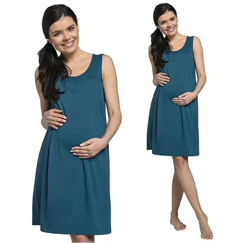 The Latest Maternity Loose and Comfortable Solid Color Breastfeeding Dress Hospital Dress Nursing Dress Carry Coat