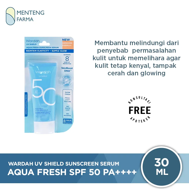 Wardah UV Shield Aqua Fresh Sunscreen Serum SPF 50 PA     30 mL - Melindungi dan Menjaga Kekenyalan Kulit